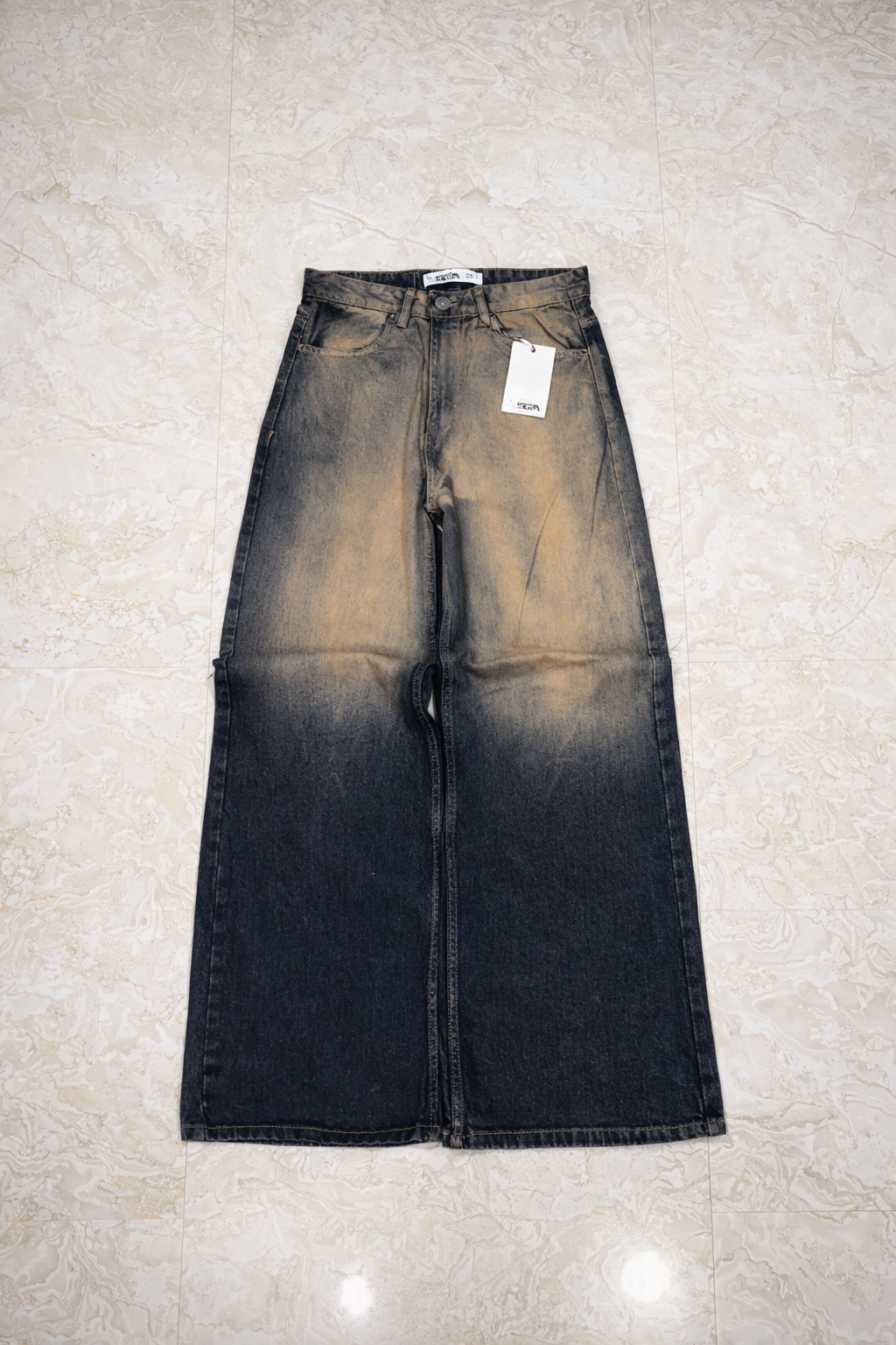 24 Men’s Wide Leg Faded Blue Jeans – High Waist Relaxed Fit Denim Pants for Men